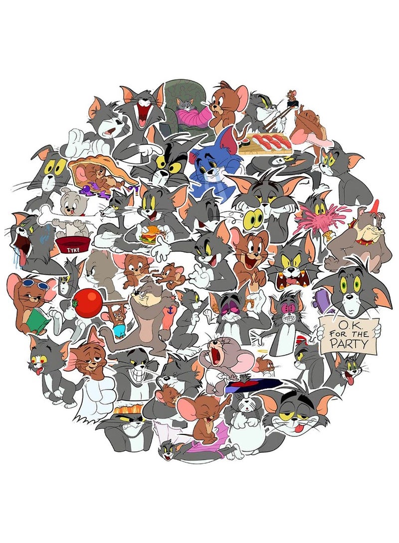 50-Piece Tom and Jerry Stickers Waterproof Cartoon Vinyl Stickers for Laptop - Image 2