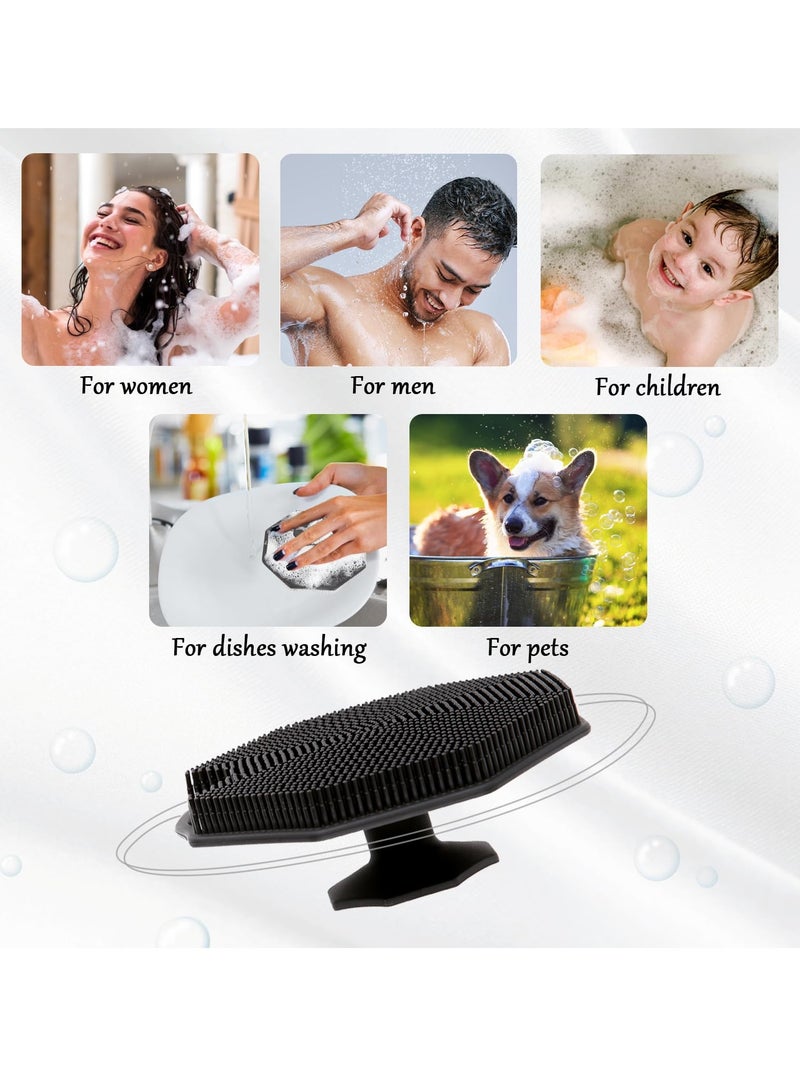 KASTWAVE Silicone Body Scrubber, 2 Pcs Soft and Stiff Bristles Exfoliating silicone body scrubber for Body Scrubbing, Massage, and Exfoliating, Bath & Body Brushes for Men Women use in Shower (Black) - Image 5