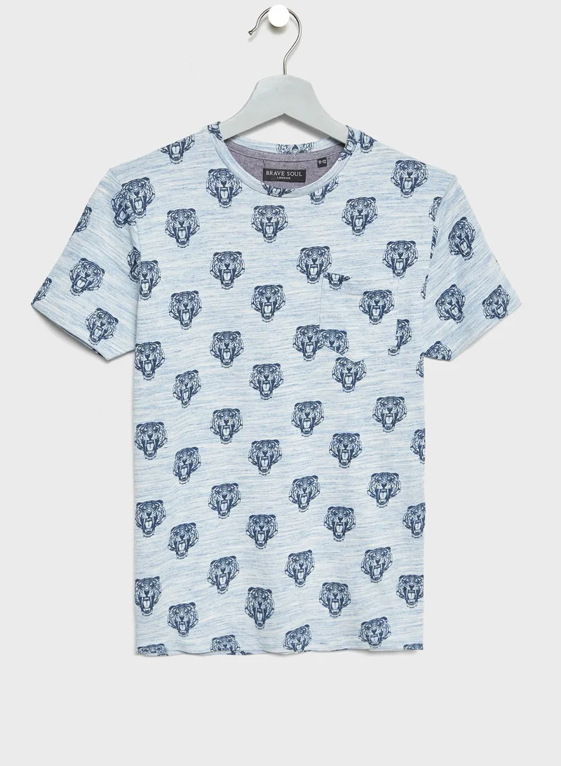 BRAVE SOUL Teen Tiger Print T-Shirt
