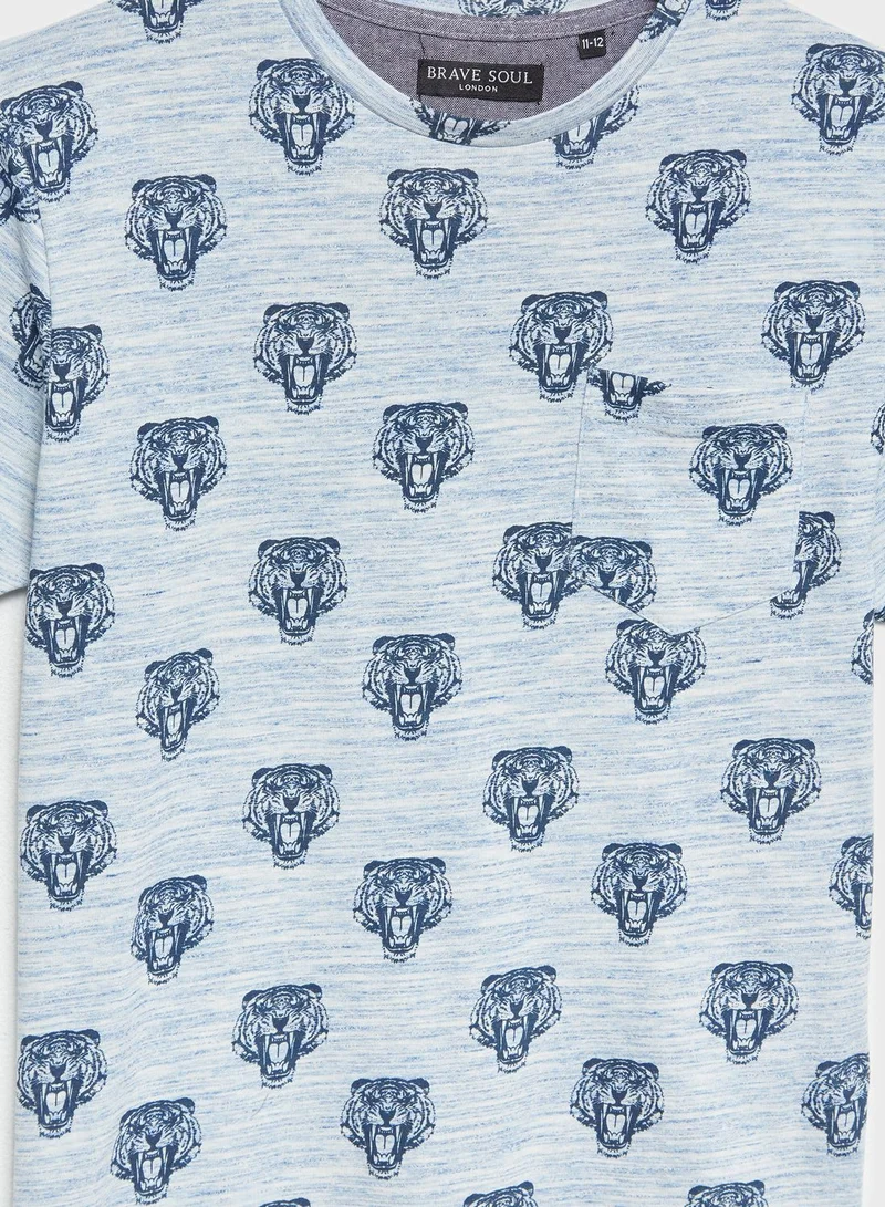 BRAVE SOUL Teen Tiger Print T-Shirt