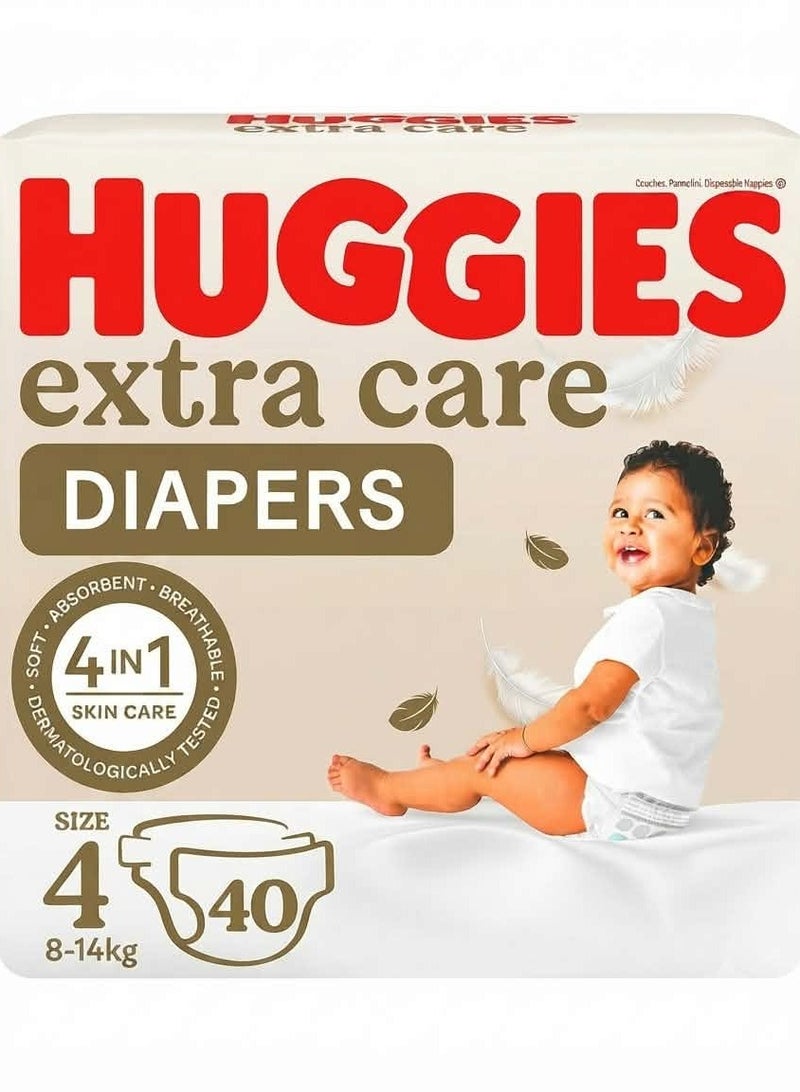 Huggies Extra Care Diapers Size 4 (7-12 kg) - 40 Diapers - Image 1