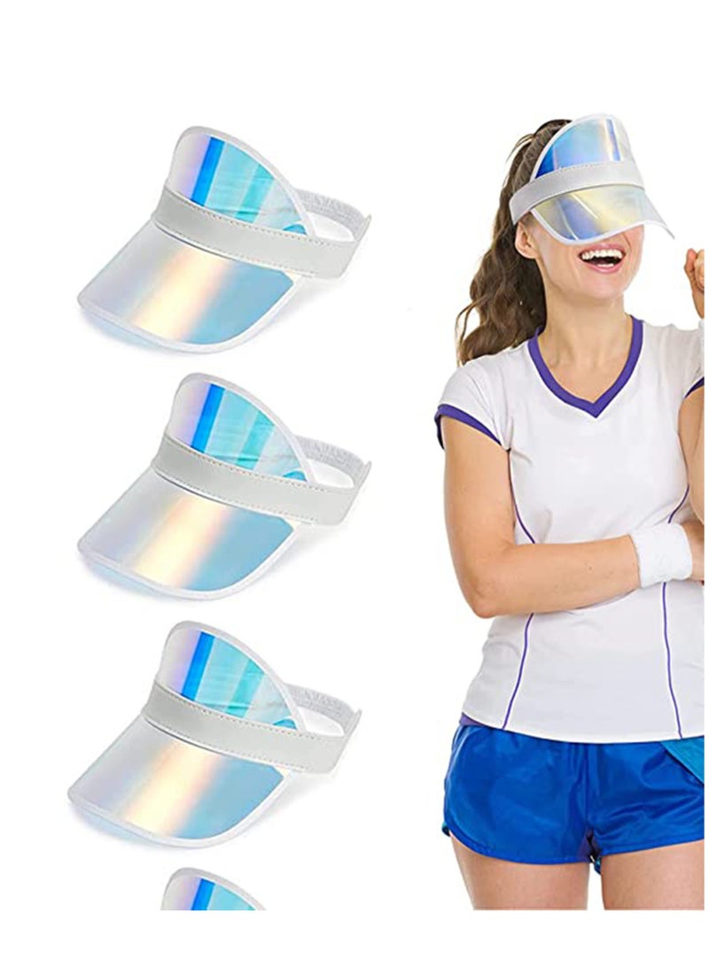 Sun Visor Hats, 3 Pack Clear Cap UV Protection Adjustable Summer Colorful Sunhat Outdoor Waterproof Beach Party Hat Golf Blue Sport Headwear for Adult Activities Women Men - Image 1