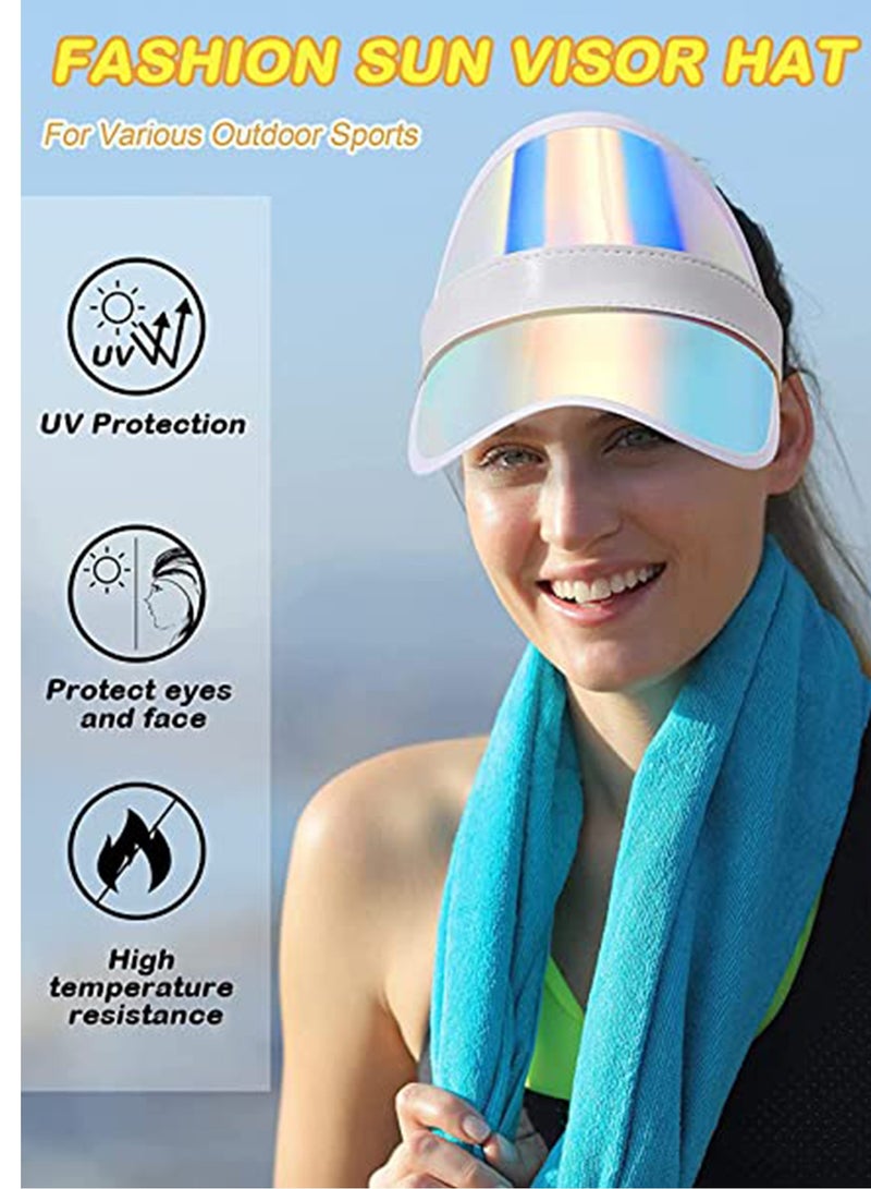 Sun Visor Hats, 3 Pack Clear Cap UV Protection Adjustable Summer Colorful Sunhat Outdoor Waterproof Beach Party Hat Golf Blue Sport Headwear for Adult Activities Women Men - Image 2