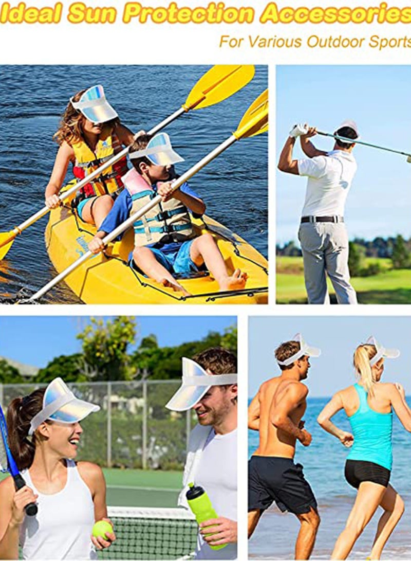 Sun Visor Hats, 3 Pack Clear Cap UV Protection Adjustable Summer Colorful Sunhat Outdoor Waterproof Beach Party Hat Golf Blue Sport Headwear for Adult Activities Women Men - Image 3