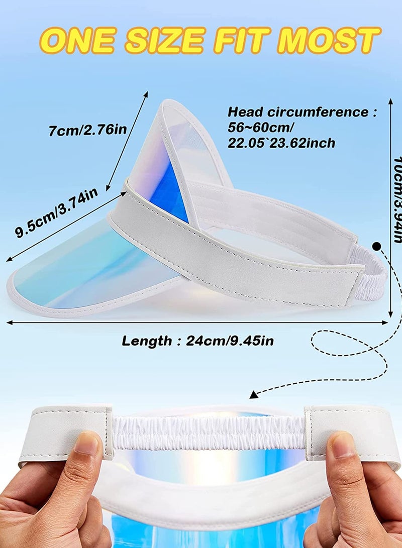 Sun Visor Hats, 3 Pack Clear Cap UV Protection Adjustable Summer Colorful Sunhat Outdoor Waterproof Beach Party Hat Golf Blue Sport Headwear for Adult Activities Women Men - Image 4