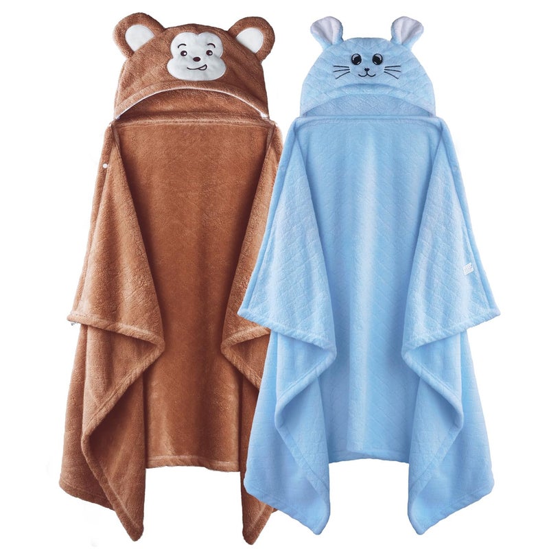 FUBANRAY Toddler Bath Towel Hooded Kids Towels Bath Toddler Towels for Boy Girl 05 Years 2Pack Soft Absorbent Kids Hooded Bath Towels for Toddlers 13 Baby Bath Towels with Hood Large 50 x 32 Thick - Image 2