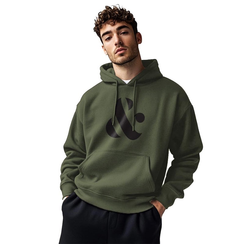 NOBERO Men's Hooded Sweatshirt in Olive Green - Image 1