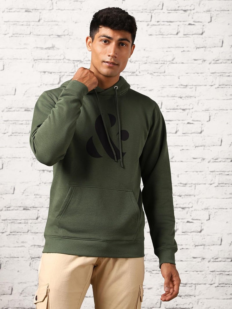 NOBERO Men's Hooded Sweatshirt in Olive Green - Image 4