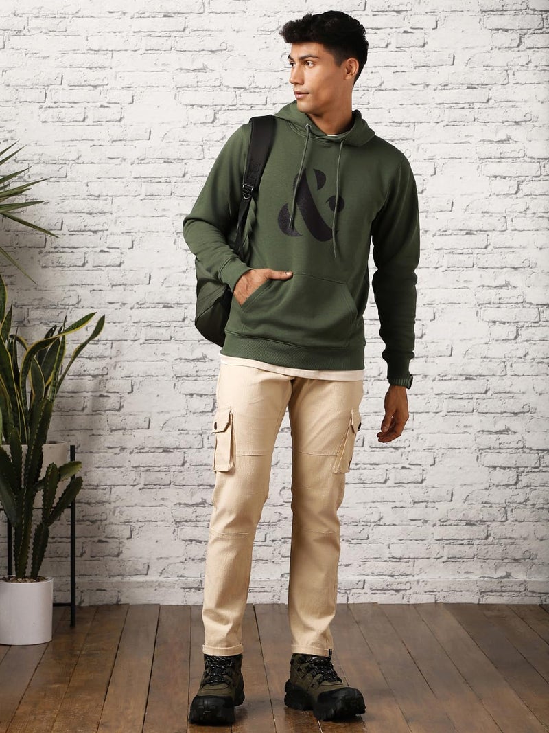 NOBERO Men's Hooded Sweatshirt in Olive Green - Image 3