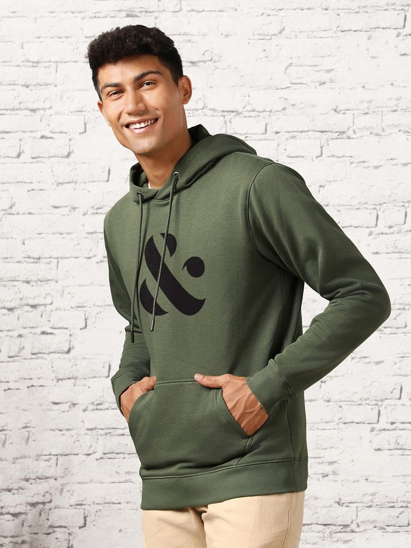 NOBERO Men's Hooded Sweatshirt in Olive Green - Image 5