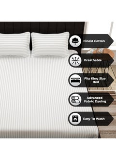Story@Home Story@Home Bedsheet for King Size Bed | Cotton Bedsheet | Satin King Size Bed Sheet Cotton with 2 King Size Pillow Covers(270 x 270cm, White Bedsheet) King bedsheet | Perfect for Home Decor | 300TC  - Image 3