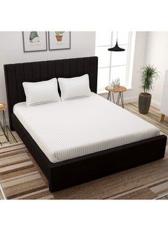 Story@Home Story@Home Bedsheet for King Size Bed | Cotton Bedsheet | Satin King Size Bed Sheet Cotton with 2 King Size Pillow Covers(270 x 270cm, White Bedsheet) King bedsheet | Perfect for Home Decor | 300TC  - Image 1