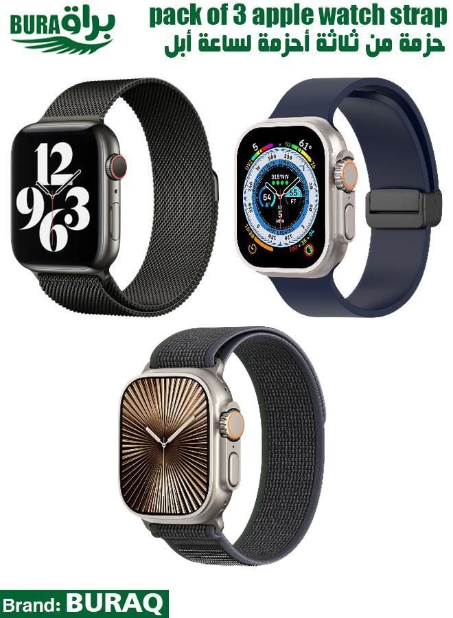 BURAQ Apple Watch Band Strap For Apple Watch Ultra 2/Ultra 49mm, Series 10 46mm, 9/8/7 45mm, SE2/SE/6/5/4 44mm, 3/2/1 42mm