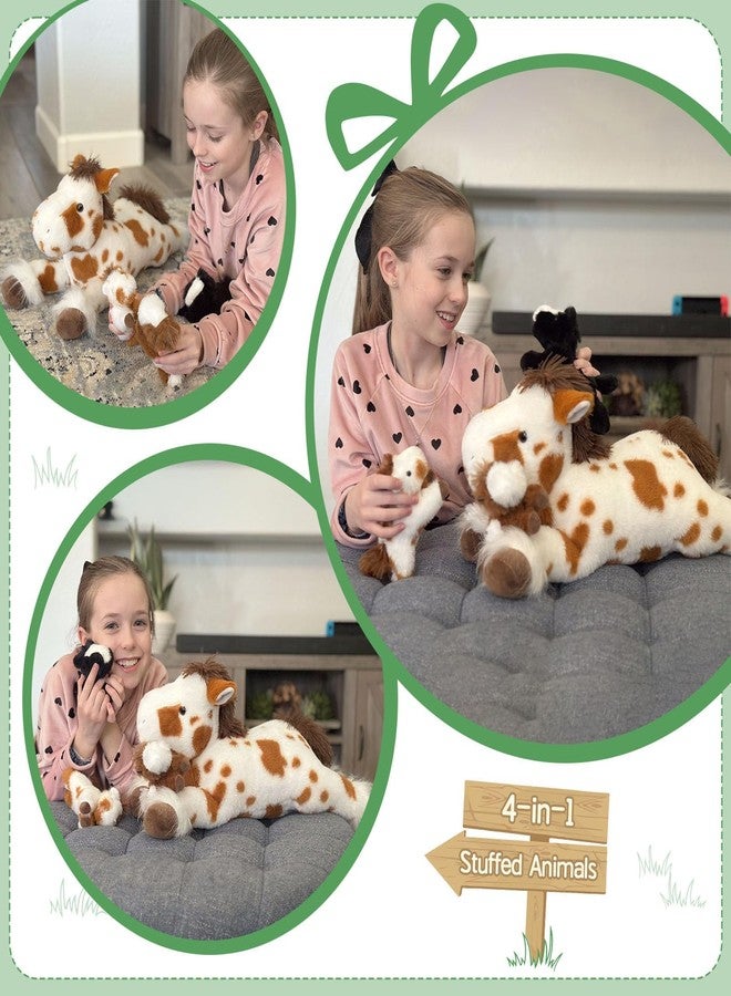 MaoGoLan 4 Pcs Spotted Horse Stuffed Animal, Large Appaloosa Mommy Horse with Baby Pony Plush Toy Set, Pony Bulk for Kids Girl Boy, Valentines Easter Birthday Gift, Baby Shower Decor, 21 inches - Image 3