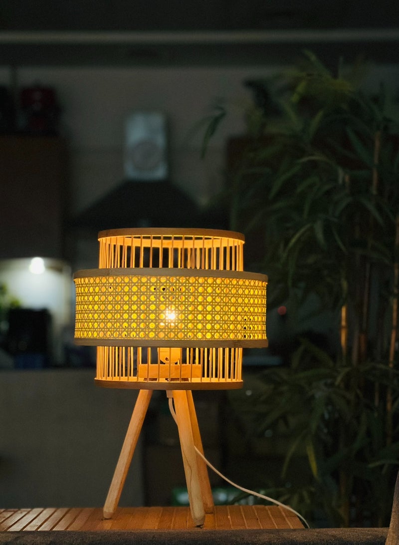 BAMBOO DECOR Bamboo Decor | Handmade Table Lamp Natural Color Rattan And Wood Suitable For Livingroom Bedroom Office Restaurant - Image 4