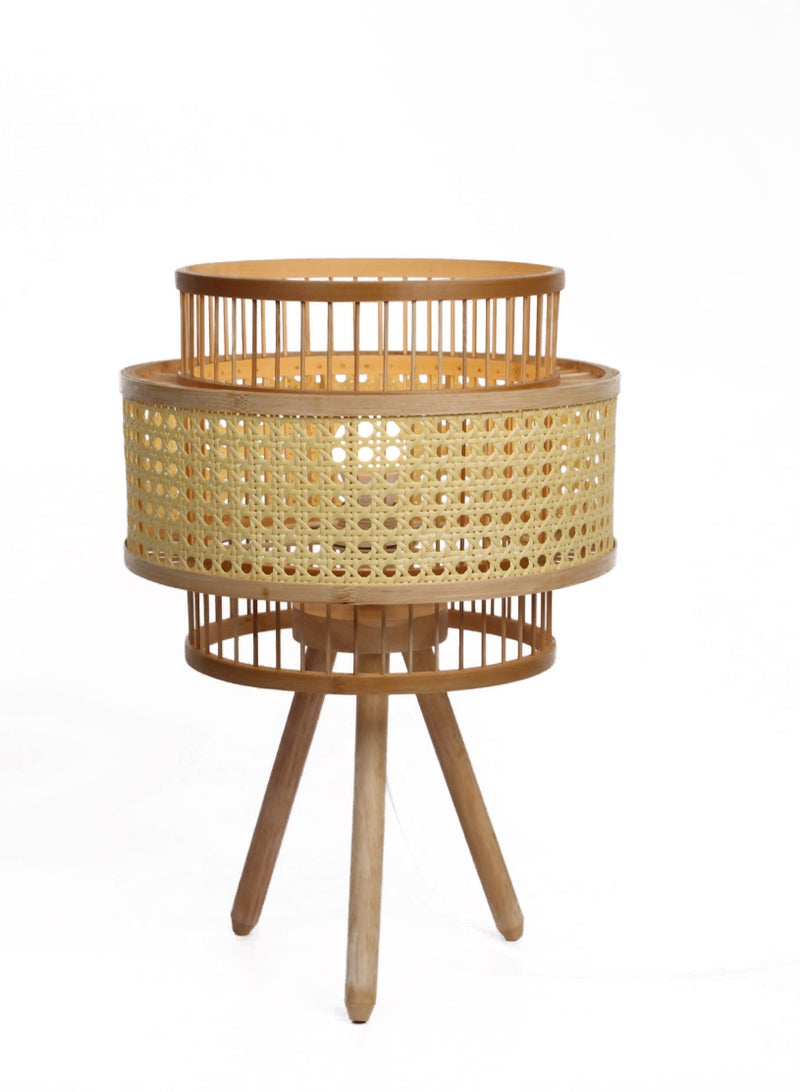 BAMBOO DECOR Bamboo Decor | Handmade Table Lamp Natural Color Rattan And Wood Suitable For Livingroom Bedroom Office Restaurant - Image 2