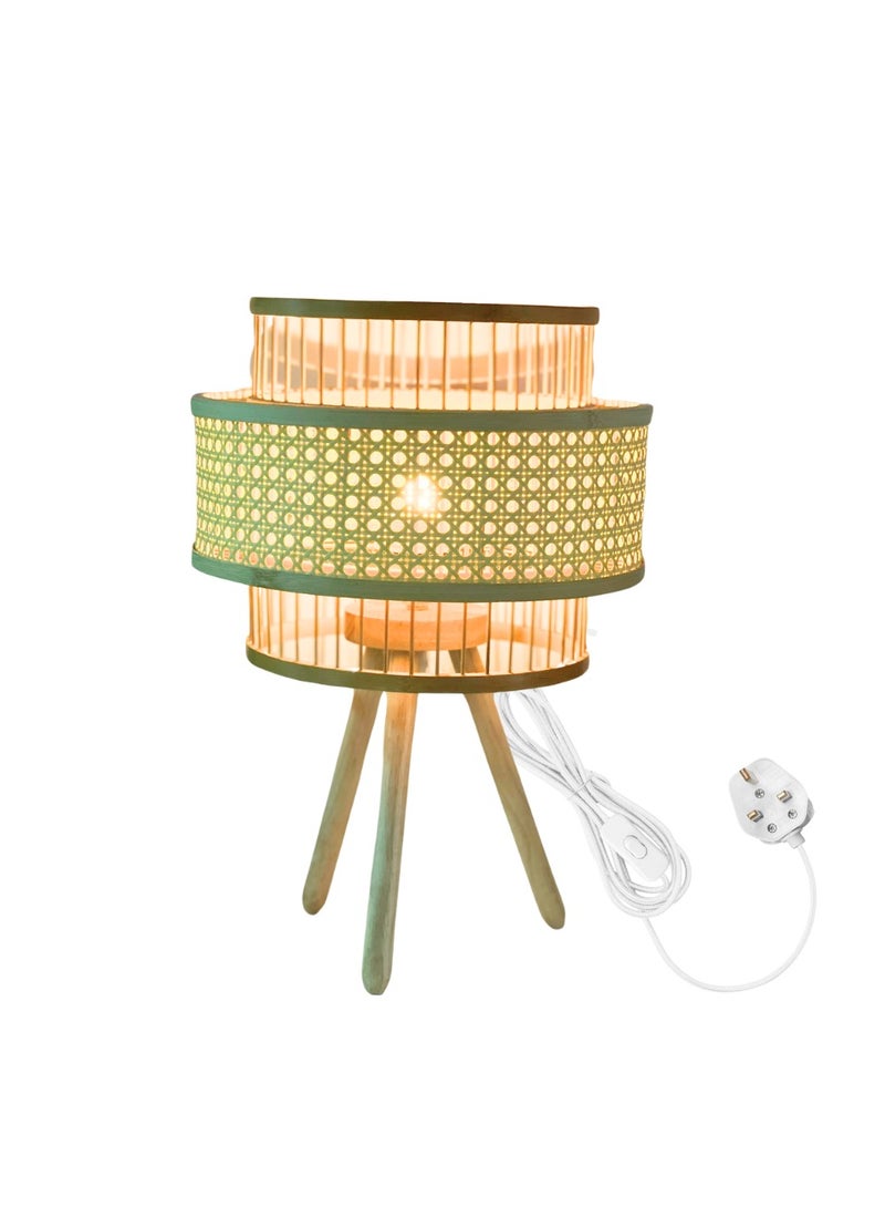 BAMBOO DECOR Bamboo Decor | Handmade Table Lamp Natural Color Rattan And Wood Suitable For Livingroom Bedroom Office Restaurant - Image 1