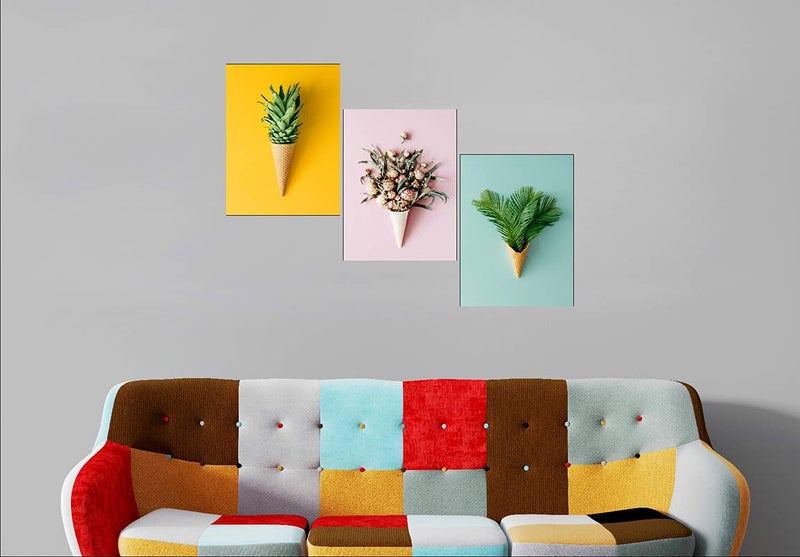 SAF paintings Preety Floral and Leaf in Cone Pot UV Textured Multi-Effect Self Adhesive Painting - 36 Inch X 18 Inch - 3 Piece - Image 2