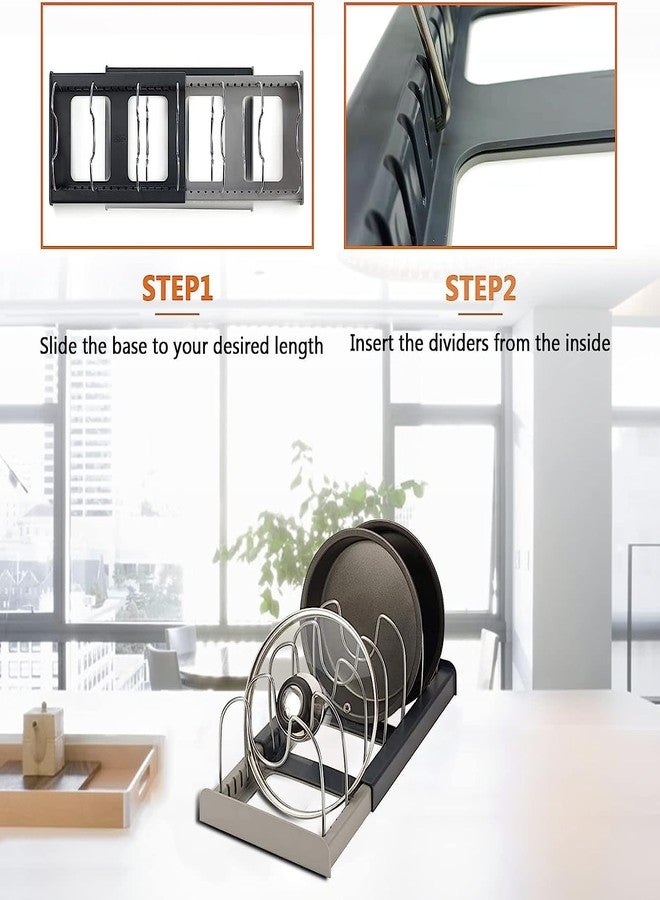 GLIVE (LABEL) Adjustable Pan & Pot Holder for Kitchen Storage | Pan organizer rack for kitchen - Image 4