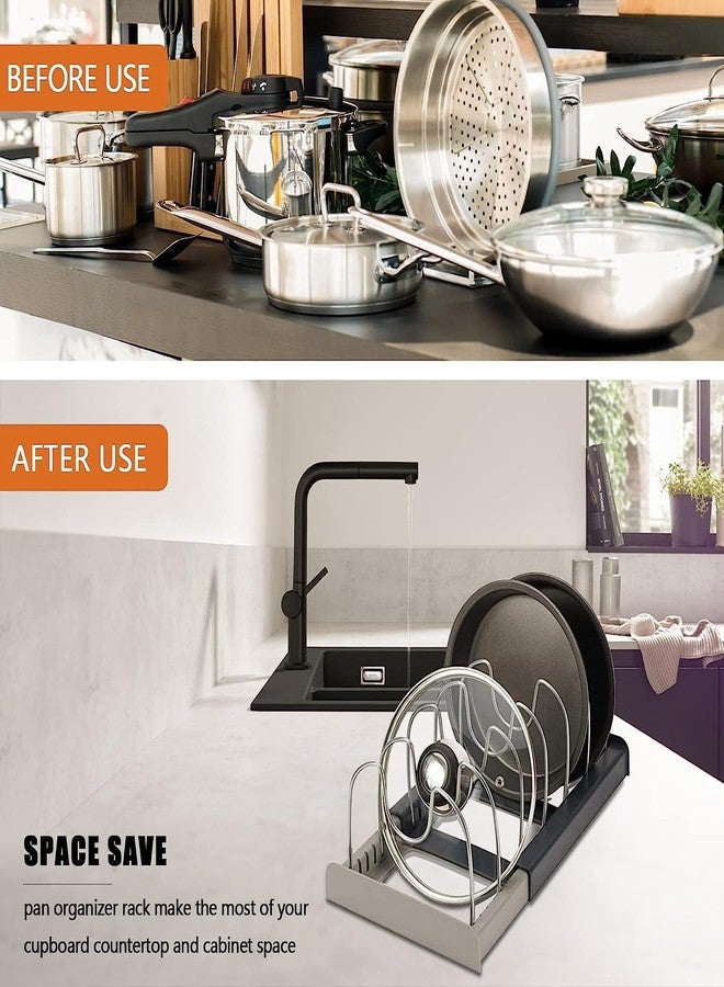GLIVE (LABEL) Adjustable Pan & Pot Holder for Kitchen Storage | Pan organizer rack for kitchen - Image 5
