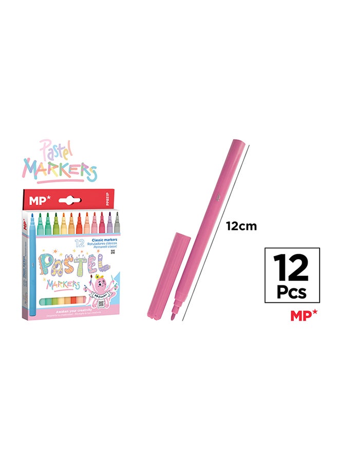 MP أقلام تحديد بألوان الباستيل 12 وحدة