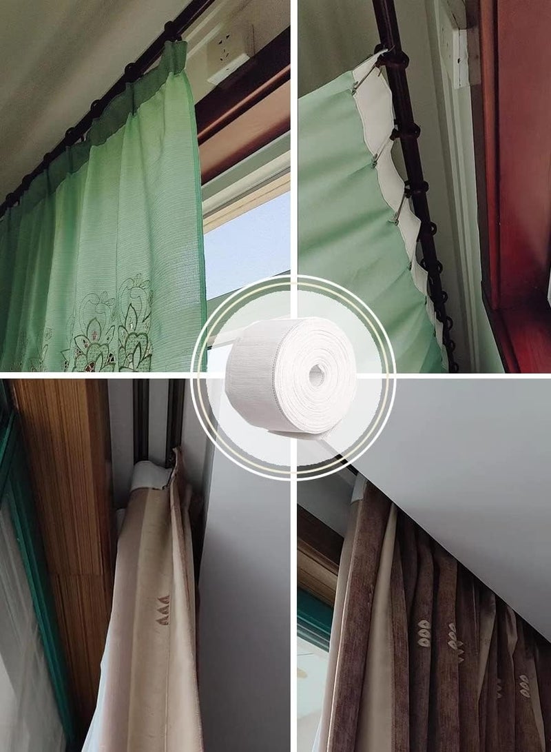 AL WADI FURNITURE AWF Al Wadi Furniture 30 Meters Extra Wide 100% Cotton Heavy Duty Curtain Pleat Tape for Vintage Style for sheer curtains, lined curtains, blackout curtains support pleats, clip rings, tabs or grommets  - Image 5