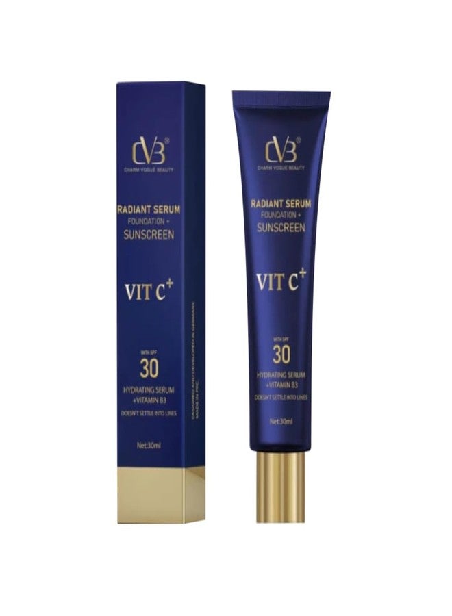 CVB Radiant Serum Foundation with Vitamin C+, SPF 30 Sunscreen, Hydrating Formula, 30ml - Image 1