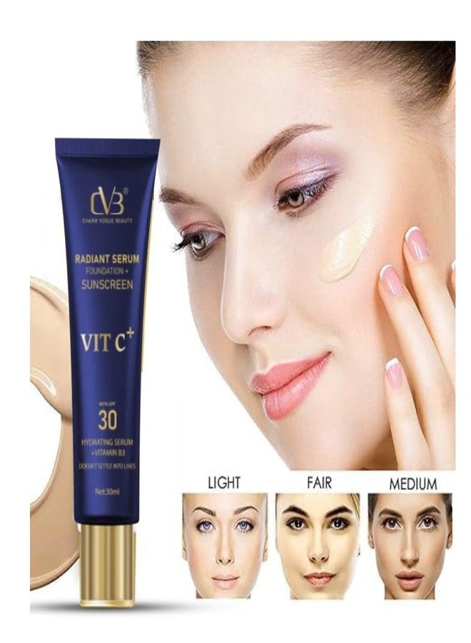 CVB Radiant Serum Foundation with Vitamin C+, SPF 30 Sunscreen, Hydrating Formula, 30ml - Image 3
