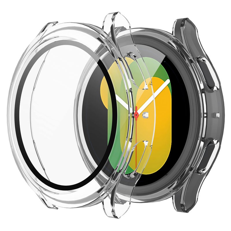 Misxi 2-Pack Hard PC Case with Screen Protector for Samsung Galaxy Watch 5 Galaxy Watch 4 40mm, Ultra-Thin Scratch Resistant Cover with Tempered Glass, Transparent - Image 1