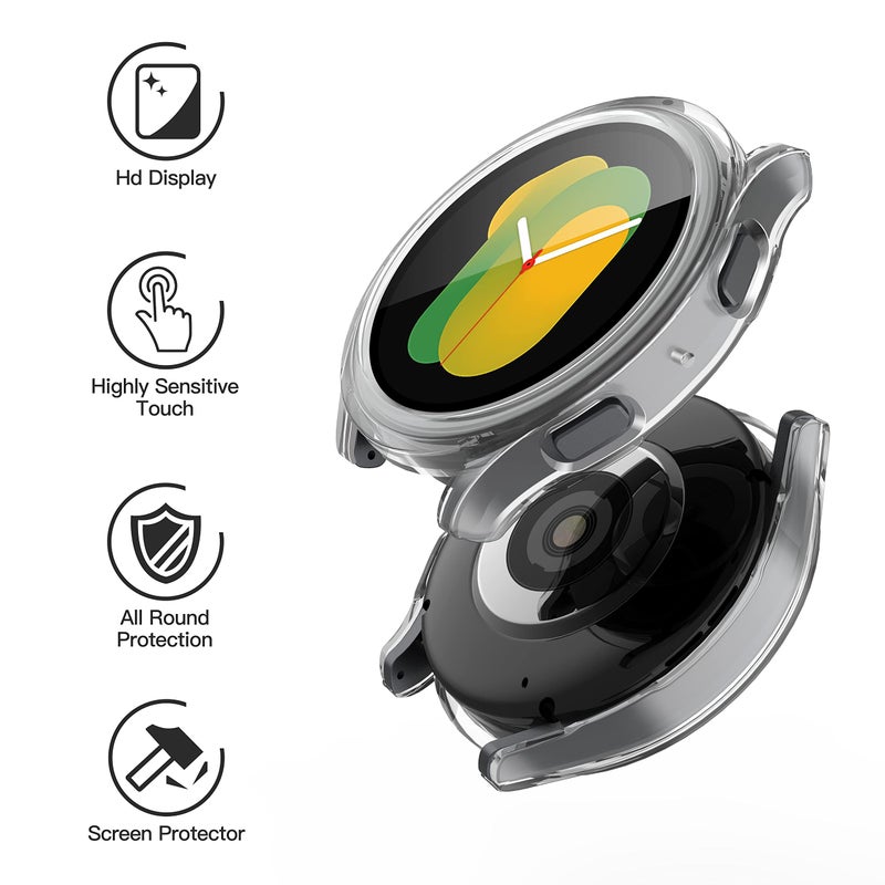 Misxi 2-Pack Hard PC Case with Screen Protector for Samsung Galaxy Watch 5 Galaxy Watch 4 40mm, Ultra-Thin Scratch Resistant Cover with Tempered Glass, Transparent - Image 2