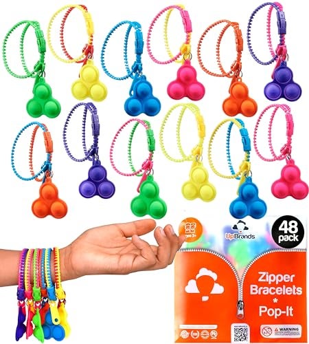 UpBrands 48Pack Valentines Day Cards with PopIt Zipper Bracelets Perfect Sensory Gifts for Classroom Exchanges and Kids Joyful Moments - Image 1