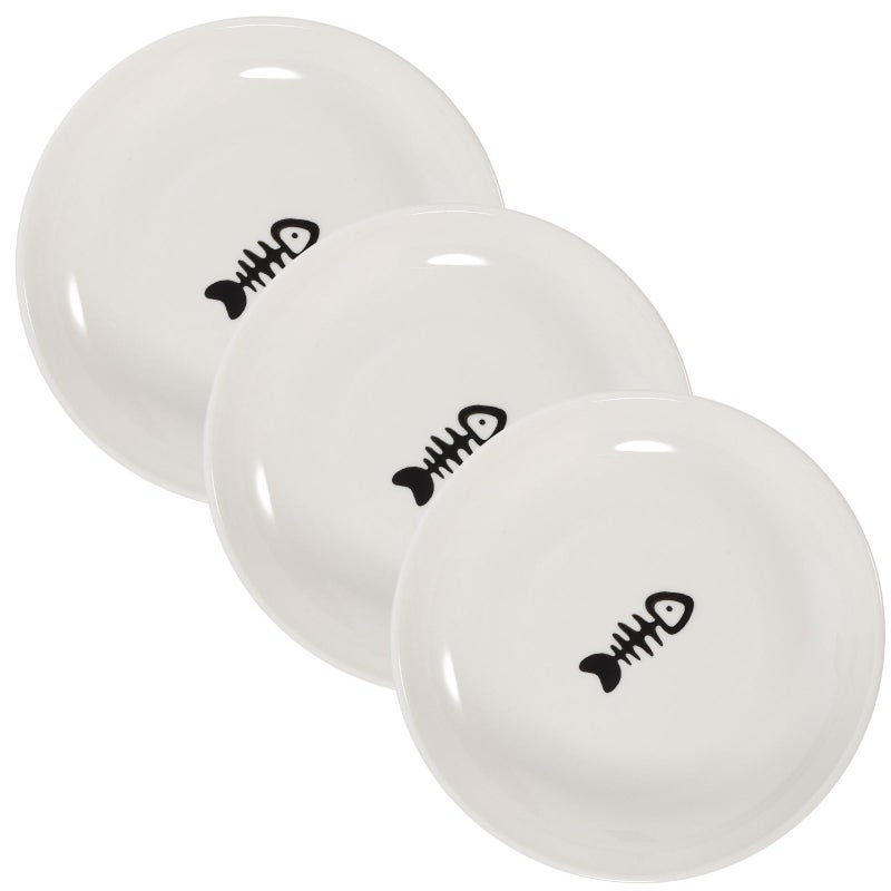 3 Piece Ceramic Cat Food Bowls with Non Slip Silicone Base for Healthy Hydration Gray - Image 2