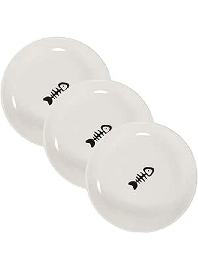 3 Piece Ceramic Cat Food Bowls with Non Slip Silicone Base for Healthy Hydration Gray - Image 1