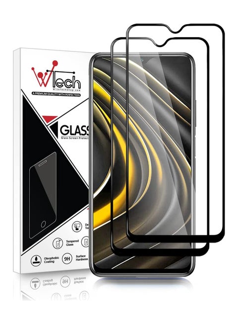 2- قطعة واقي شاشة من الزجاج المقوى WTech 5D لهاتف Xiaomi Poco M3 -