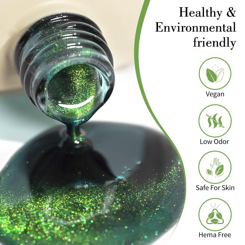 CANNI Cat Eye Gel Nail Polish â€“ Green in Dark, 9ml Magnetic Soak Off UV/LED Gel Salon & DIY Manicures For Women & Girls - Image 2