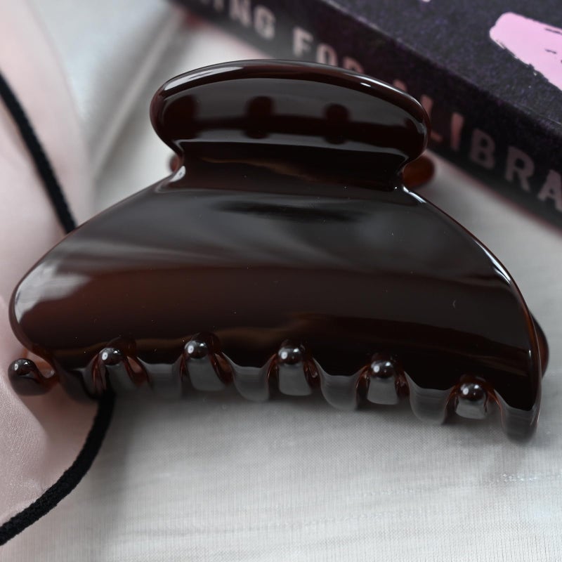 Prettyou Handmade Celluloid Acetate French Design Barrettes Tortoise Shell Claws Hair Claw Luxury Fashion Accessories Hair Clip for Women (chocolate) - Image 2