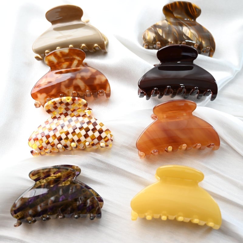 Prettyou Handmade Celluloid Acetate French Design Barrettes Tortoise Shell Claws Hair Claw Luxury Fashion Accessories Hair Clip for Women (chocolate) - Image 5