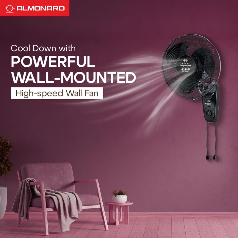 Almonard |12" (300mm) Supreme High Speed Wall fan Black - Image 2