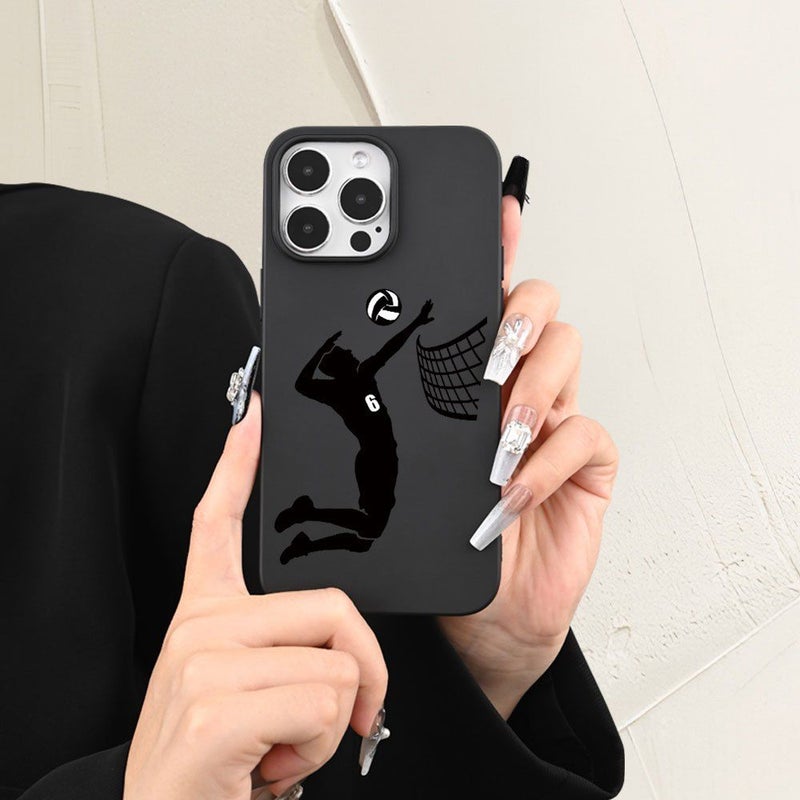 حافظة هاتف بتصميم ظل لصورة لاعب كرة طائرة يقوم بالتسديد - تصميم إبداعي مناسب للجنسين - ألوان مختلطة 1 - متوافقة مع iPhone XR - Image 1
