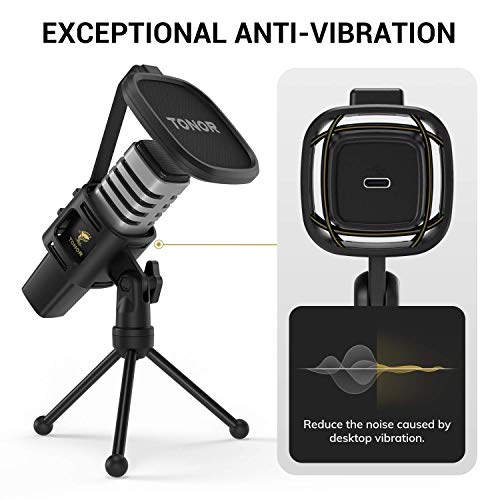 TONOR USB Microphone for PC, Cardioid Condenser Computer Mic with Tripod Stand, Pop Filter, Shock Mount for Gaming, Streaming, Podcasting, YouTube - Image 4