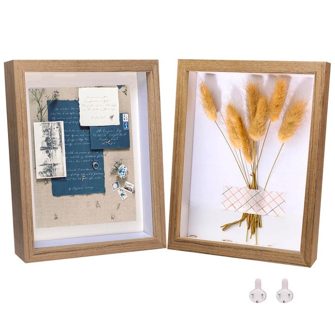 Shadow Box Frame 8x10 Dark wood Picture Frames 3D Deep Box 2 Pack Photo Frames Made of Solid Wood and Real Glass Internal Depth 06 inches