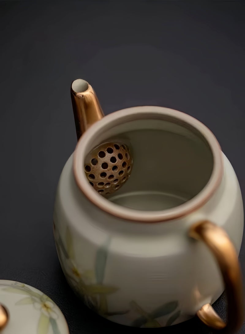 Wisalia Exquisite 6-piece ceramic tea set, Chinese Ru kiln tea set gift set, exquisite craftsmanship, including 1 teapot, 1 plate, and 4 tea cups, making it the best choice for gift giving.  - Image 5