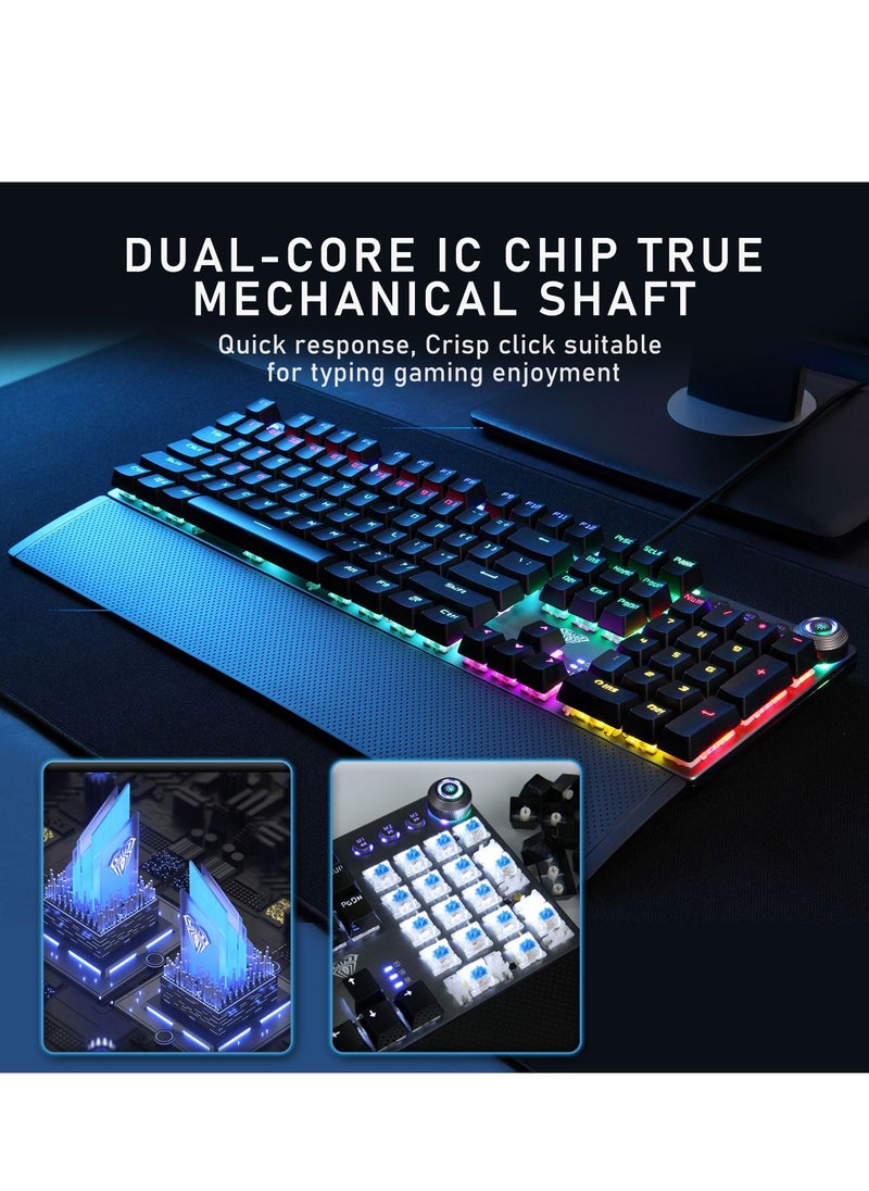 Mechanical Gaming Keyboard NKRO with Wrist Rest RGB Backlit Volume/Lighting Control Knob Fully Programmable 108-Keys Anti-Ghosting Wired Computer Keyboards for Office/Games, Brown Switch - pzsku/Z0576E3BF5309AC7872ADZ/45/_/1661607560/6fe14a51-b013-4c55-bcfe-a9a8b340549f