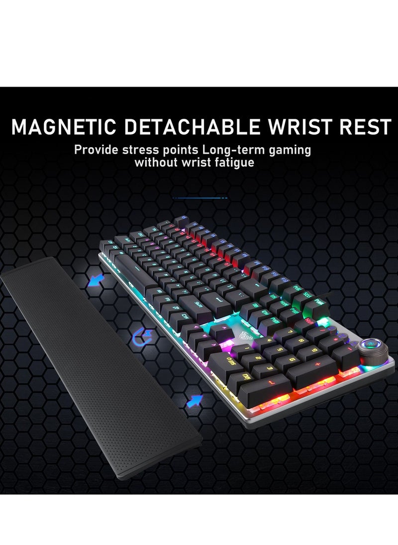 Mechanical Gaming Keyboard NKRO with Wrist Rest RGB Backlit Volume/Lighting Control Knob Fully Programmable 108-Keys Anti-Ghosting Wired Computer Keyboards for Office/Games, Brown Switch - pzsku/Z0576E3BF5309AC7872ADZ/45/_/1661607560/f3d31f67-72fe-4c17-8b82-6cc449afc75c