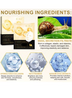 IKZEE 4Pcs Advanced Snail Mucin Glass Glow Hydrogel Mask Face Skincare Hydrating Lifting Firming Soothing Facial Mask Sheet with Snail Mucin and Collagen Night Wrapping Collagen Face Sheets Masks  - Image 2
