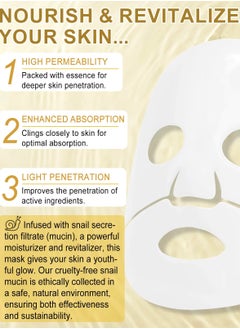 IKZEE 4Pcs Advanced Snail Mucin Glass Glow Hydrogel Mask Face Skincare Hydrating Lifting Firming Soothing Facial Mask Sheet with Snail Mucin and Collagen Night Wrapping Collagen Face Sheets Masks  - Image 5