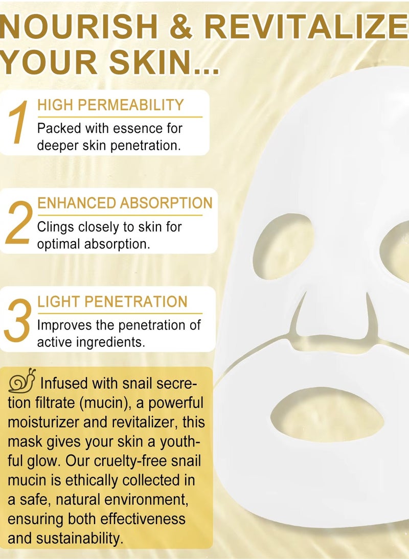 IKZEE 4Pcs Advanced Snail Mucin Glass Glow Hydrogel Mask Face Skincare Hydrating Lifting Firming Soothing Facial Mask Sheet with Snail Mucin and Collagen Night Wrapping Collagen Face Sheets Masks  - Image 5