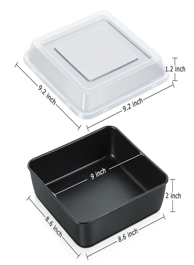 E-far 9x9 Inch Square Baking Pan with Lid Set, E-far Nonstick Square Cake Pans Metal Bakeware for Oven Cooking Lasagna Brownies, Stainless Steel Core & Easy Release, 4 Pieces(2 Pans+2 Covers) - Image 2