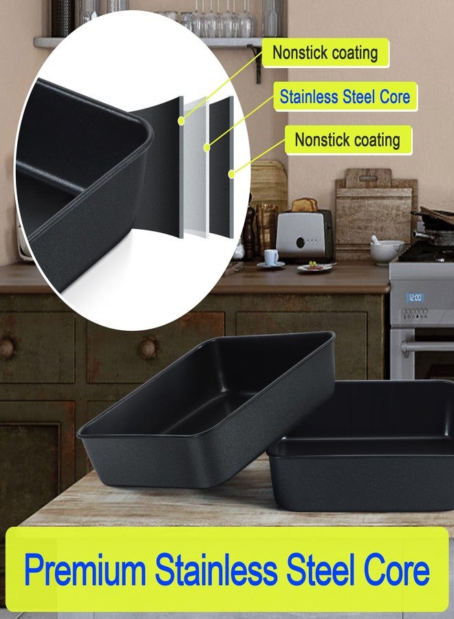 E-far 9x9 Inch Square Baking Pan with Lid Set, E-far Nonstick Square Cake Pans Metal Bakeware for Oven Cooking Lasagna Brownies, Stainless Steel Core & Easy Release, 4 Pieces(2 Pans+2 Covers) - Image 3