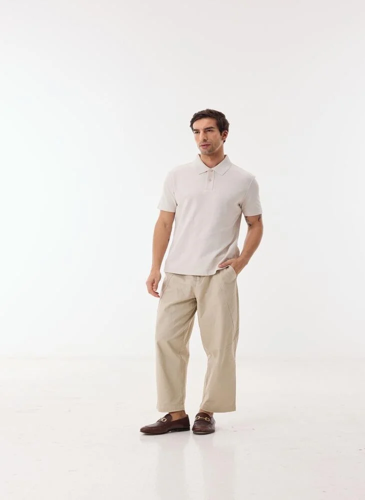 Ashita Fernandes Short Sleeve Pique Polo Shirt-Off White